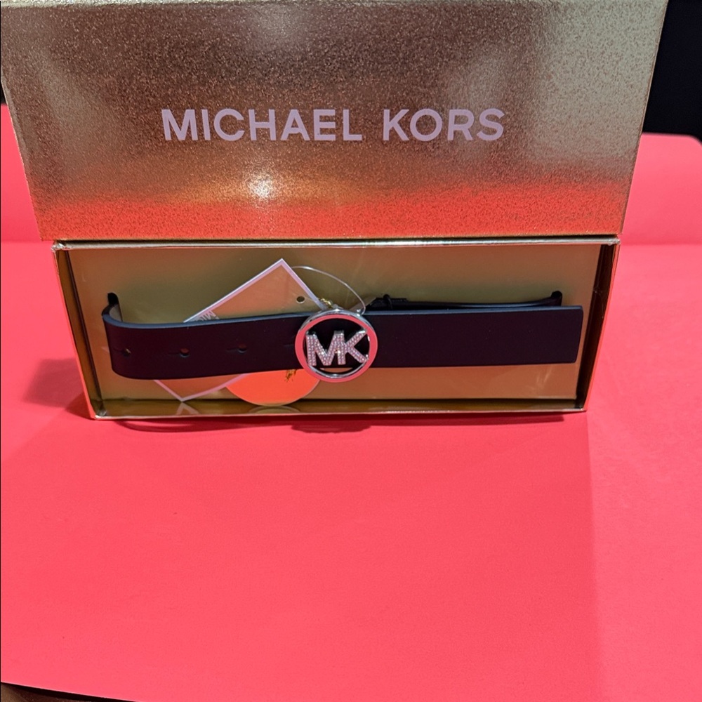 Michael Kors Black Belt with Silver Emblem